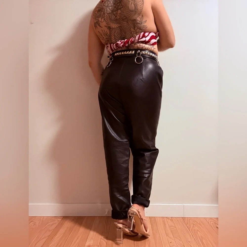 Vintage Black Leather Pants - Picture 7 of 12